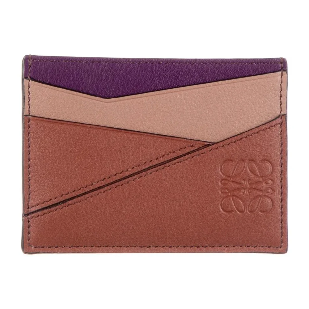LOEWE Multicolor Purple Tan Pink Leather Cardholder